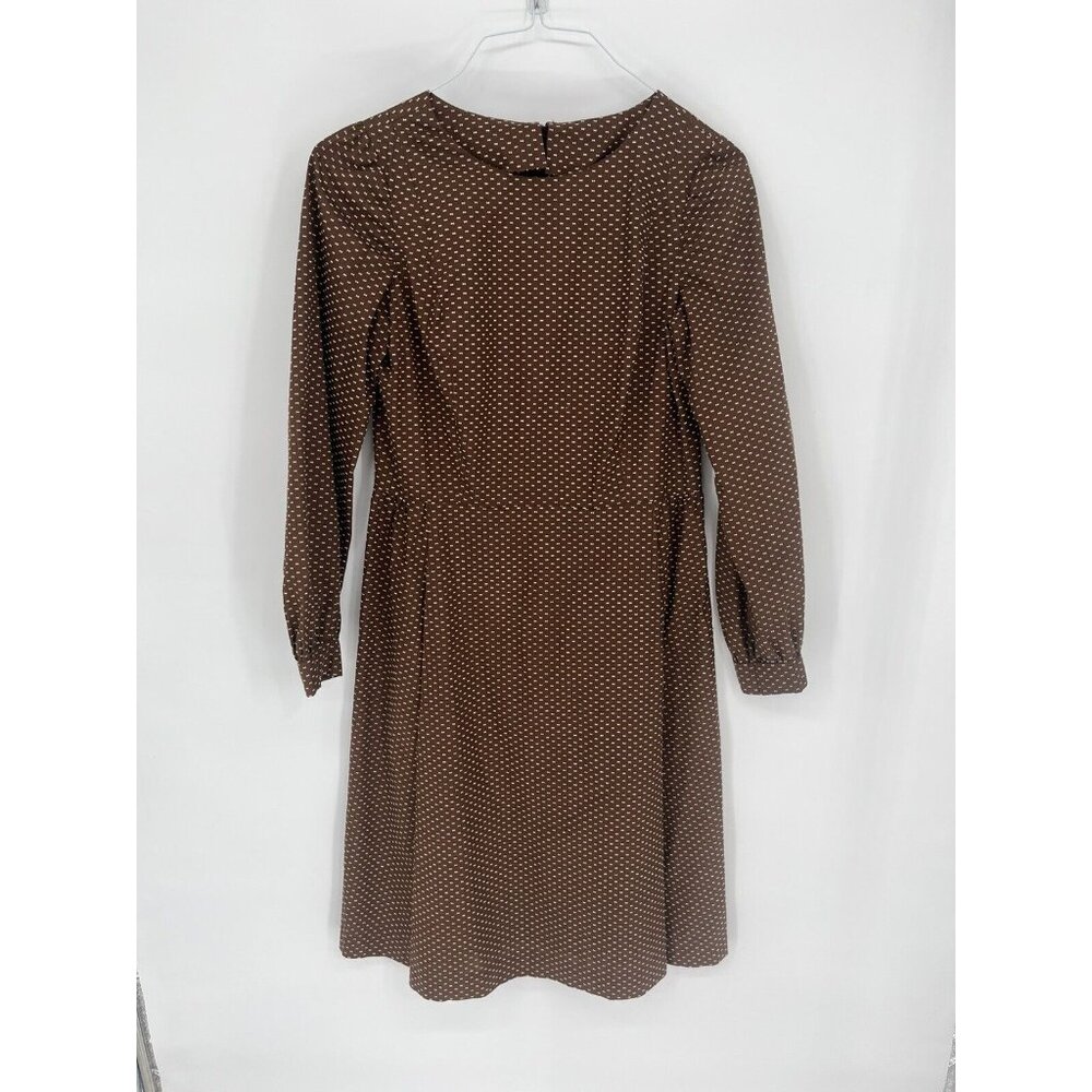 Vintage Handmade Brown Longsleeve Geometric Dress Midi No Size Approx. S/M